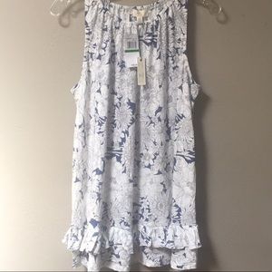 NWT High neck tank with ruffle bottom detail Sz L